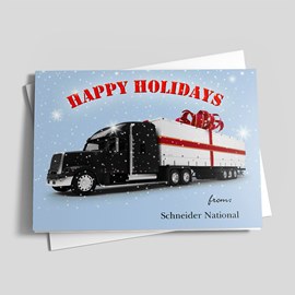 Truck Gift Wrapped Holiday Card