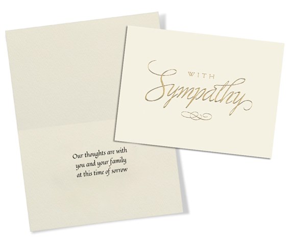 elegant sympathy card design with gold text