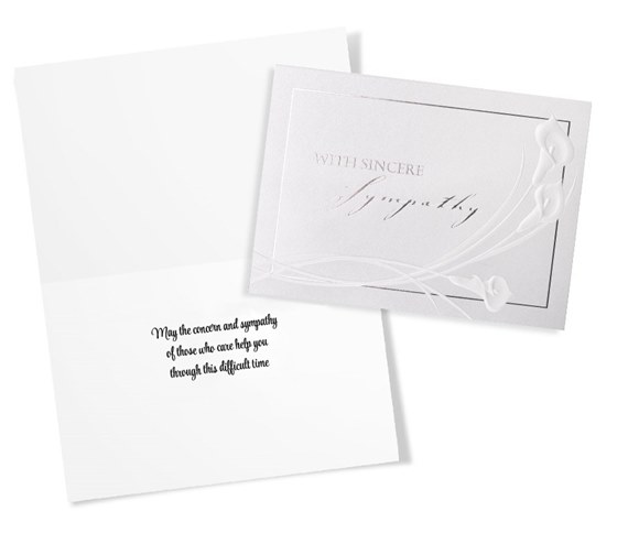 sympathy card with floral design and customizable text area