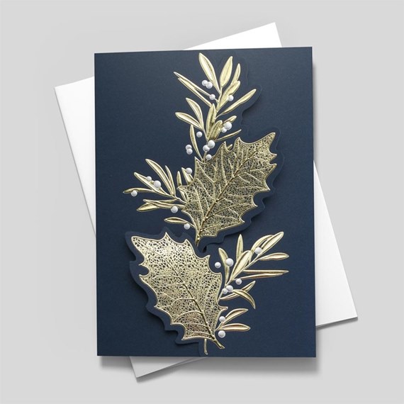 Gold Leaves Holiday Card