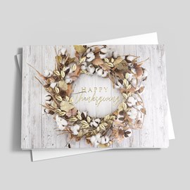 Cotton Wreath Thanksgiving Card