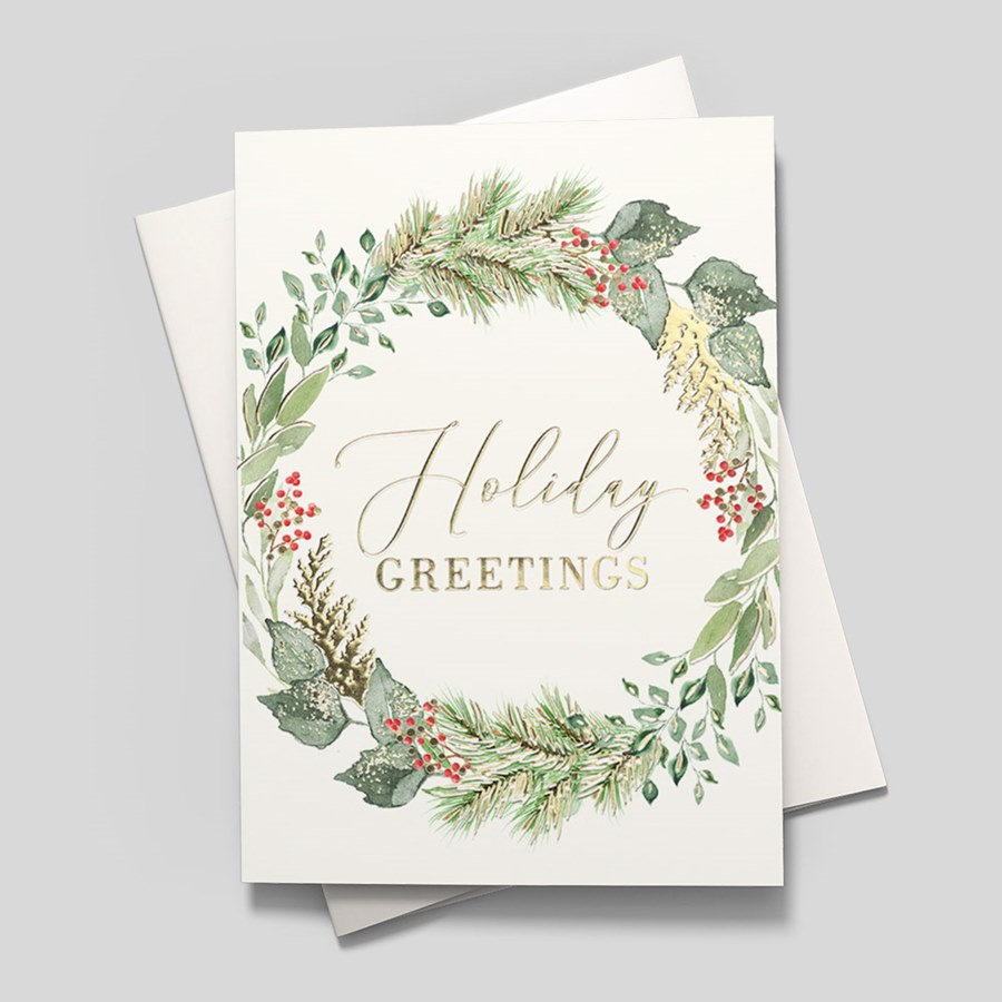 Wreath Greenery Holiday Card by Brookhollow