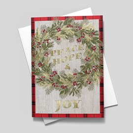 Woodgrain Wreath Holiday Card