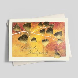 Shiny Leaves Thanksgiving Card