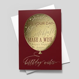 Golden Wishes Birthday Card