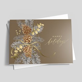Mocha Pinecone Holiday Card