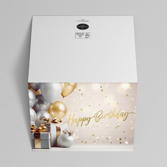 birthday design with balloons and gifts