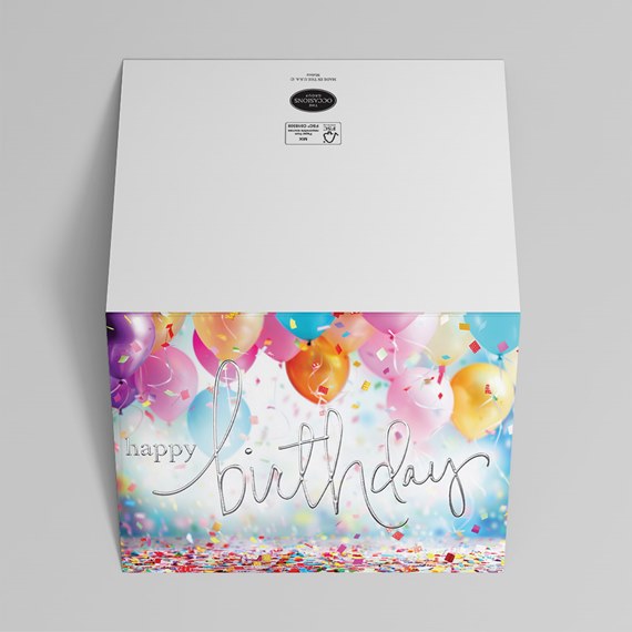 birthday design with balloons and confetti