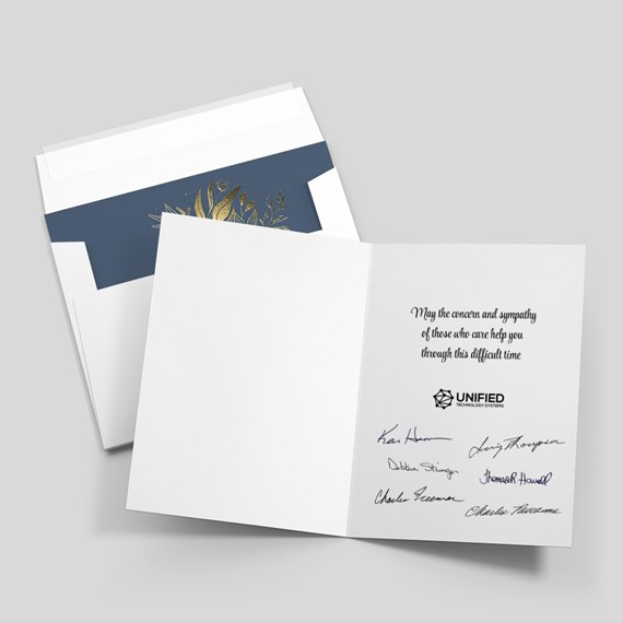 greeting card with botanical design and customizable text area