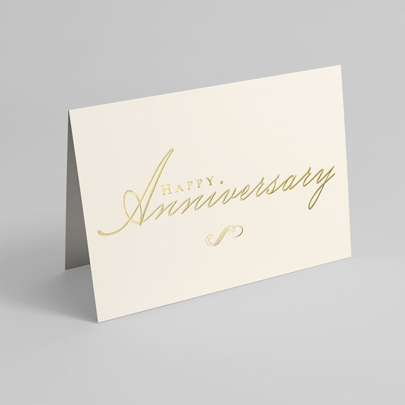 greeting card with gold foil text