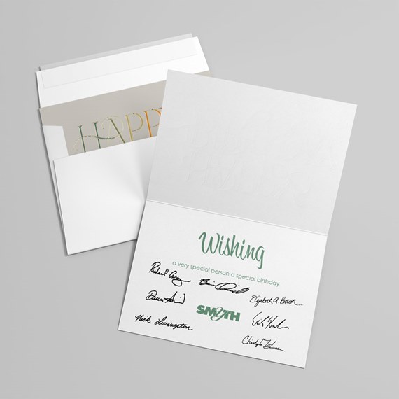 greeting card with signatures and customizable text area