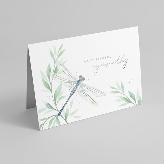 dragonfly illustration on sympathy card