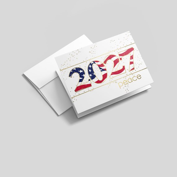 greeting card with 2027 and peace text