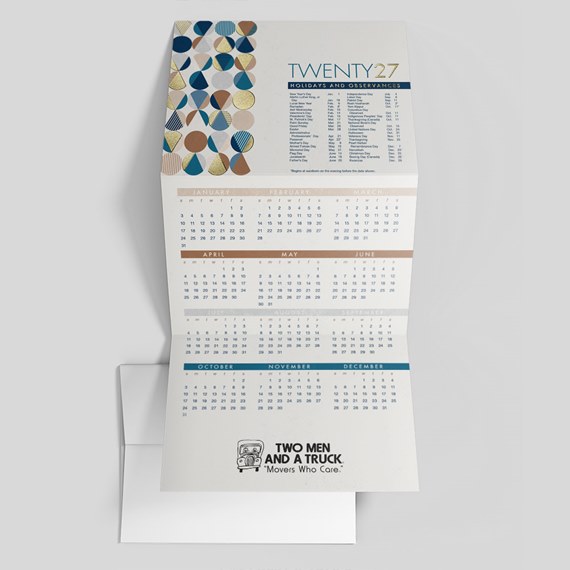 calendar with geometric design and logo placeholder