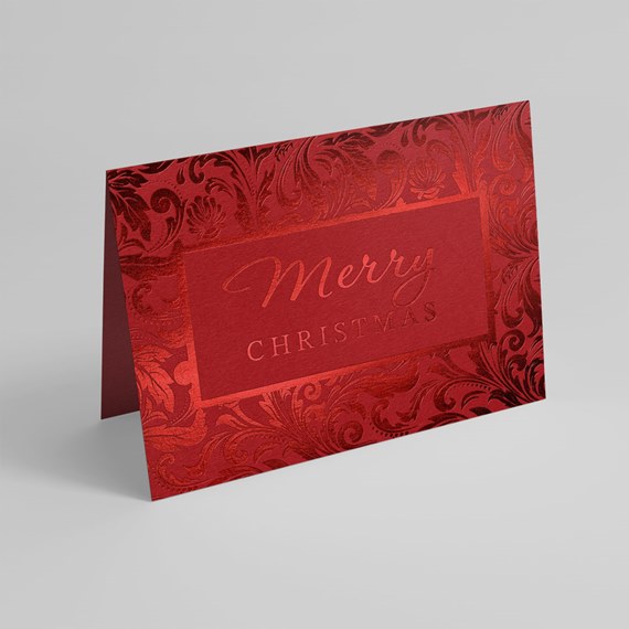 red card with ornate design and text