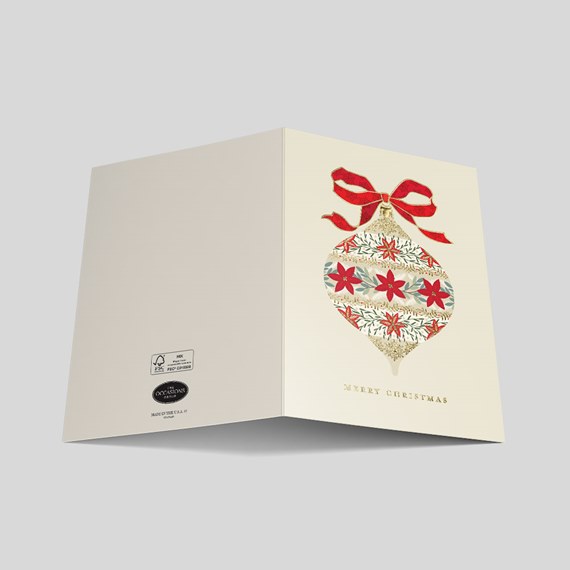 ornament design with bow and flowers, merry christmas text