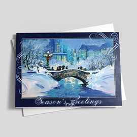 Bridge in Blue Holiday Card