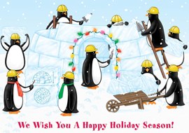 Penguin Builders Christmas Card