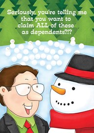 Serious Snowman Accounting Card
