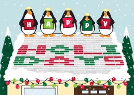 Penguin Roofing Christmas Card