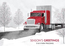 Red Semi Truck Holiday Card