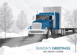Blue Semi Truck Holiday Card