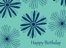 Blue Daisies Birthday Card