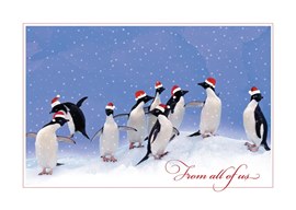 Holiday Penguin Party Card