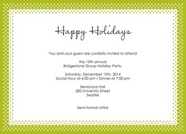 Green Dots Holiday Invitation