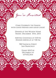 Red Damask Party Invitation