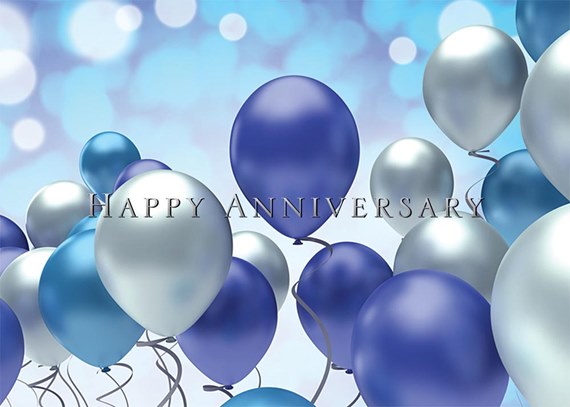Blue Balloons Anniversary Card