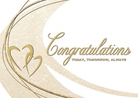 Gold Heart Wedding Congrats Card