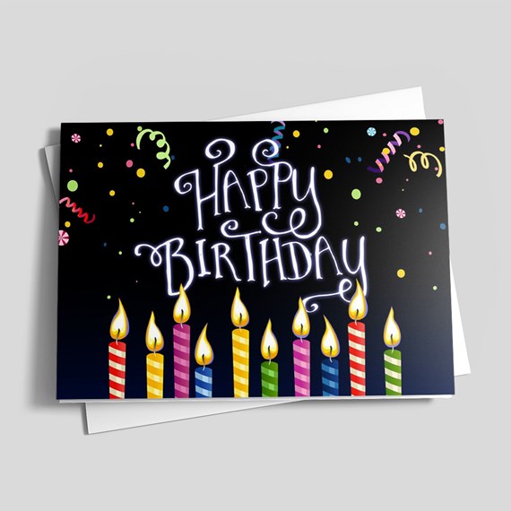 Striped Candles Birthday Card