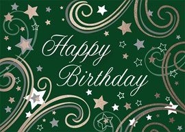 Green Swirly Stars Birthday