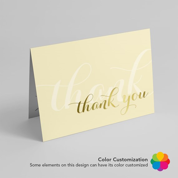 folded thank you card with customizable text area