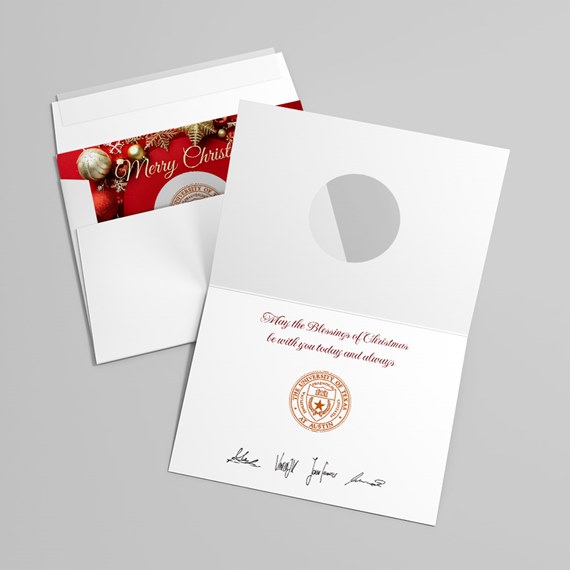 card with die cut on top