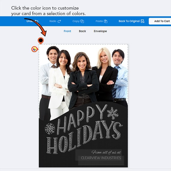 holiday card with text placeholder and photo area