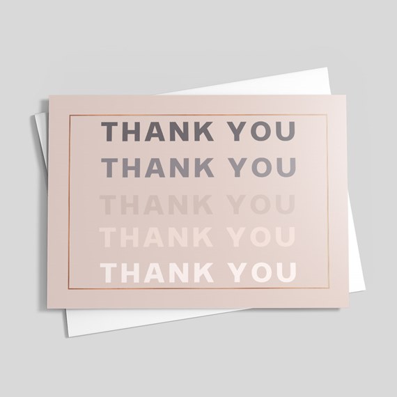 thank you card with repeated text design