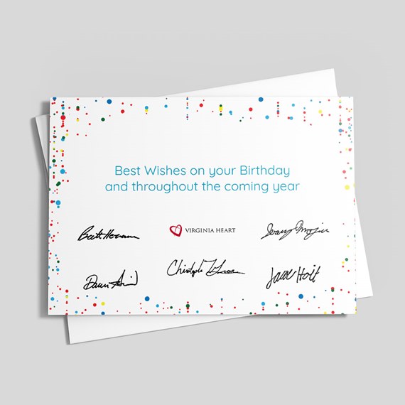 birthday card with confetti border and customizable text area