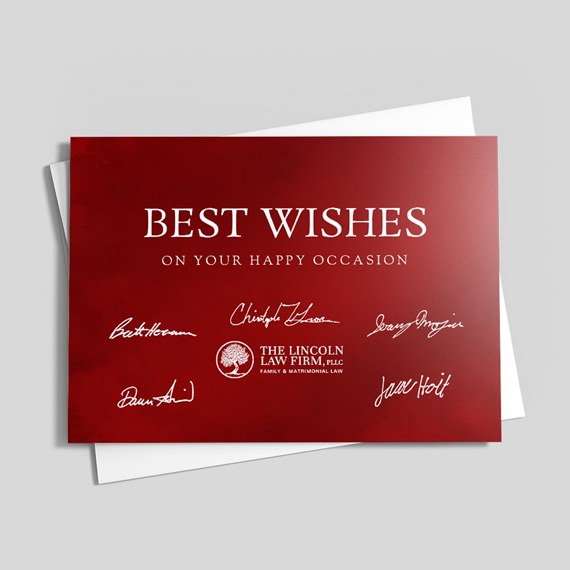greeting card with signatures and logo