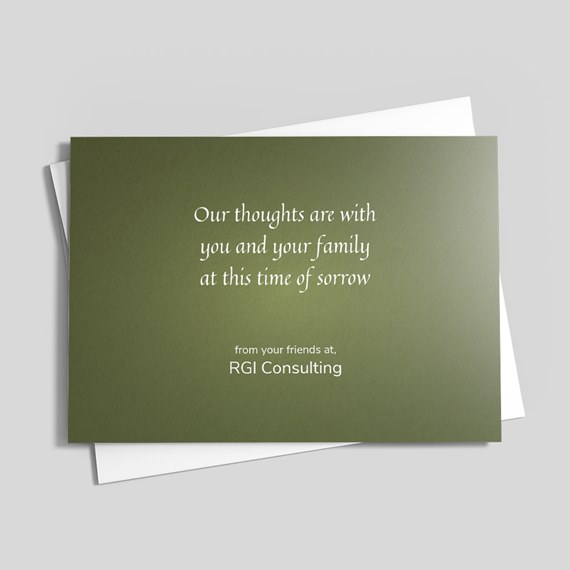 sympathy card with customizable text area and logo placeholder
