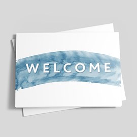 Blue Stripe Welcome Card