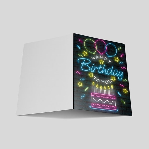 Neon Party Birthday Card