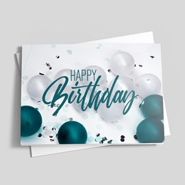 Teal Balloons Birthday Card