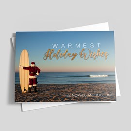 Surfing Santa Holiday Card
