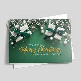 Green Gifts Christmas Card