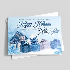 Blue Gifts Holiday Card