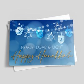 Dreidel Lights Hanukkah Card