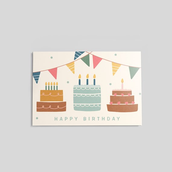 Three Cakes Birthday Postcard