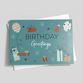 Teal Party Birthday Card